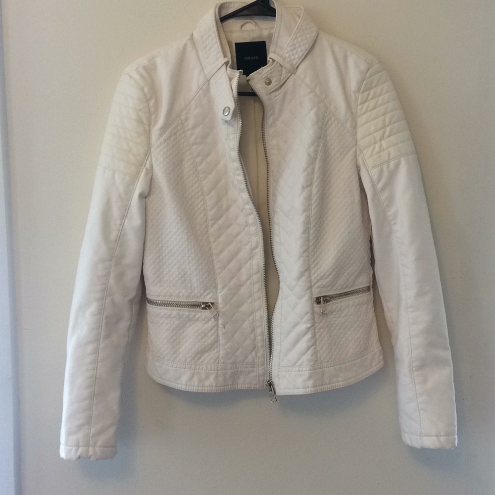 White Faux Leather Jacket